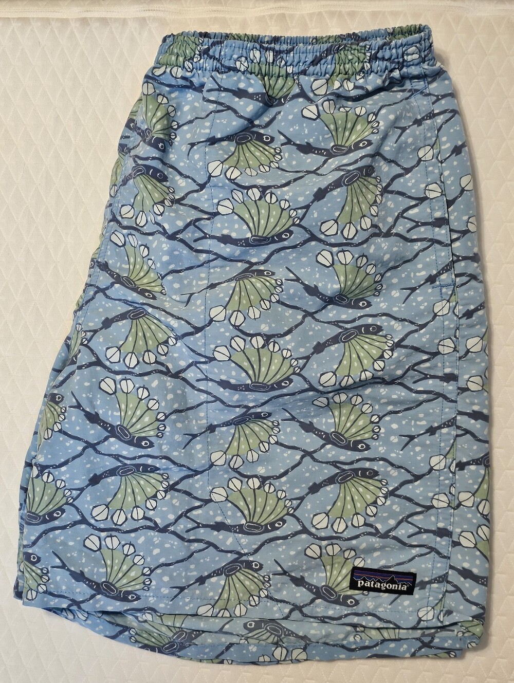 Patagonia Mens Baggies Large Inseam Hex Grey Dragonfly Retired  58034 SP18 Euc